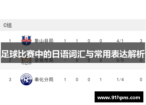 足球比赛中的日语词汇与常用表达解析